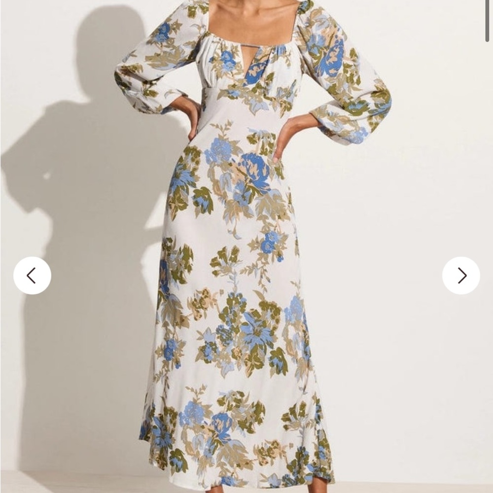 NWT Faithfull the Brand Benedita Midi Dress Escala Floral Ivory Size Small